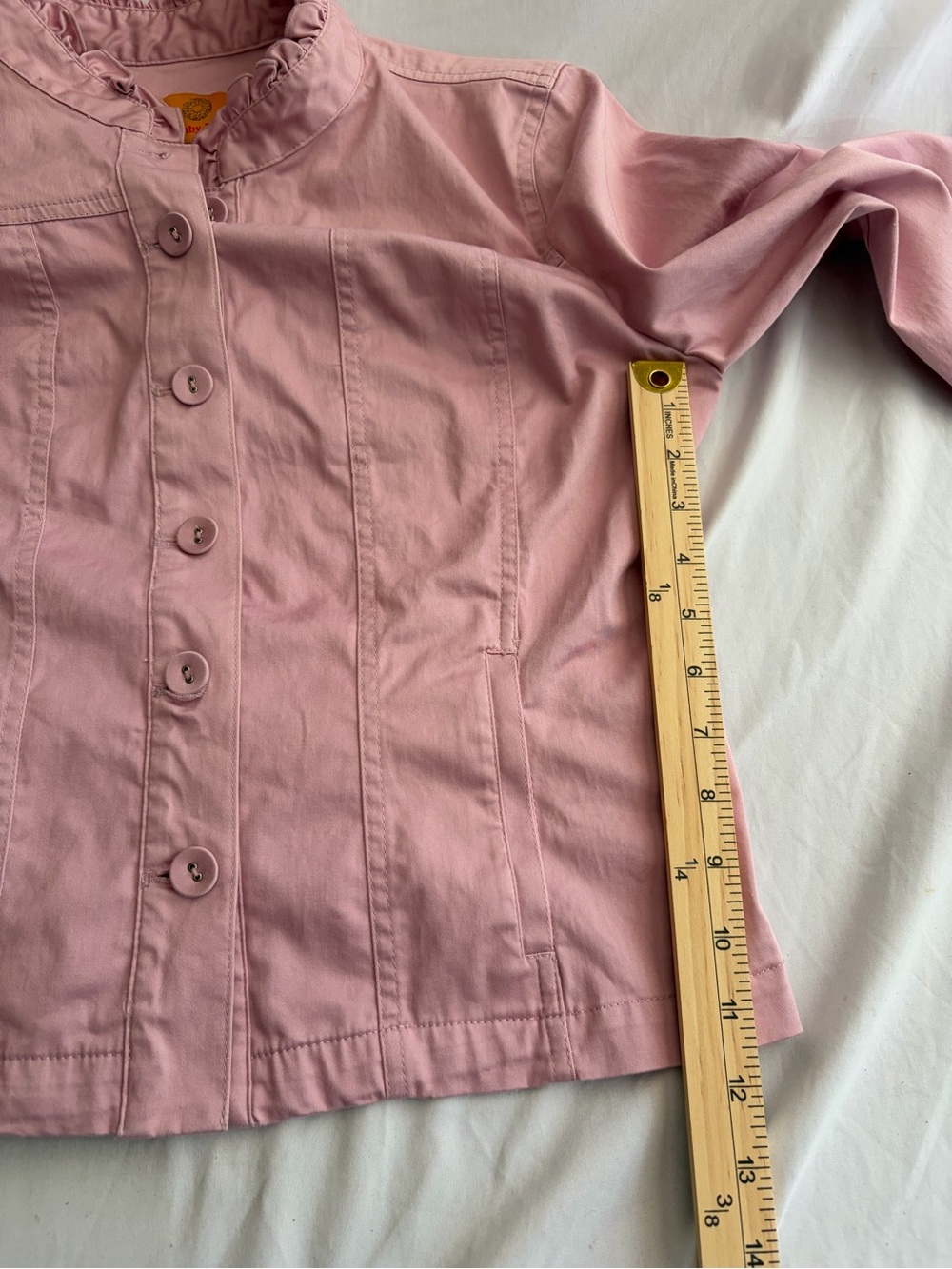 Ruby Rd. Light Pink Ruffle-Trim Jean Jacket size 10 - Picture 5 of 6